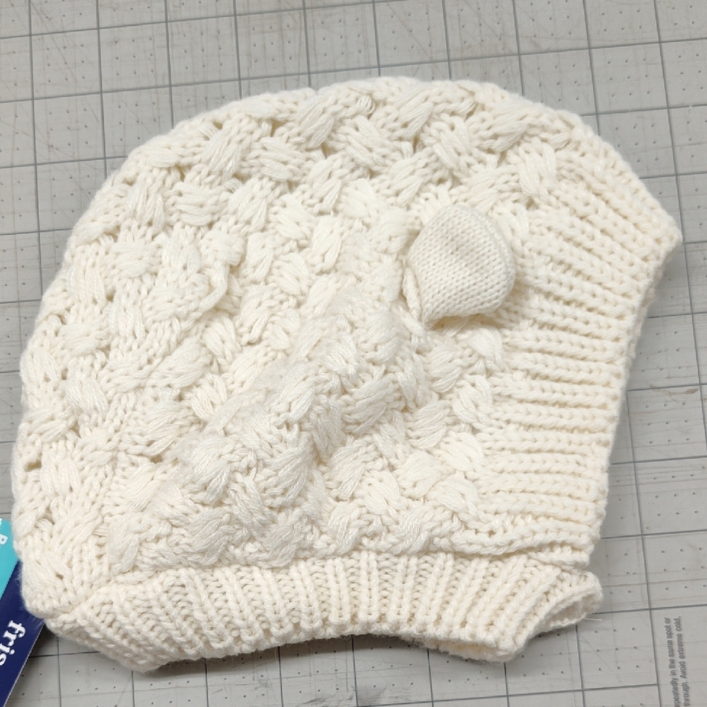 Cozy White Knit Beanie For Dog-new
